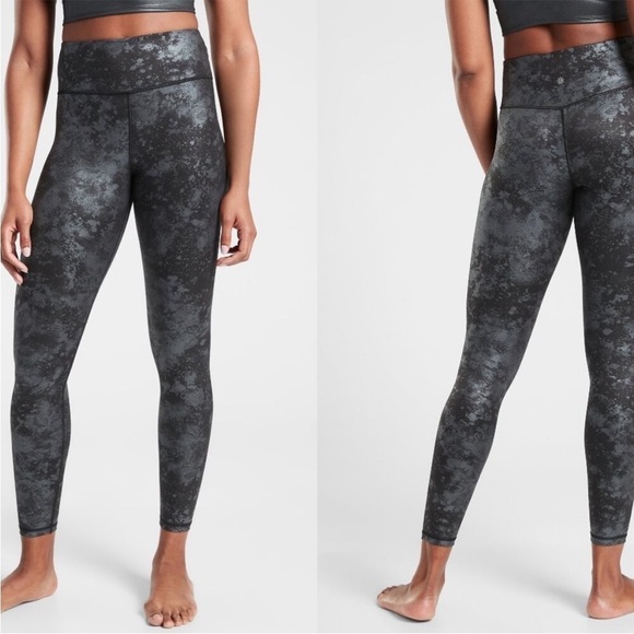 Athleta Elation Misty Lace Tight Legging Powervita Ultra High Rise Metallic Medi - Picture 1 of 15